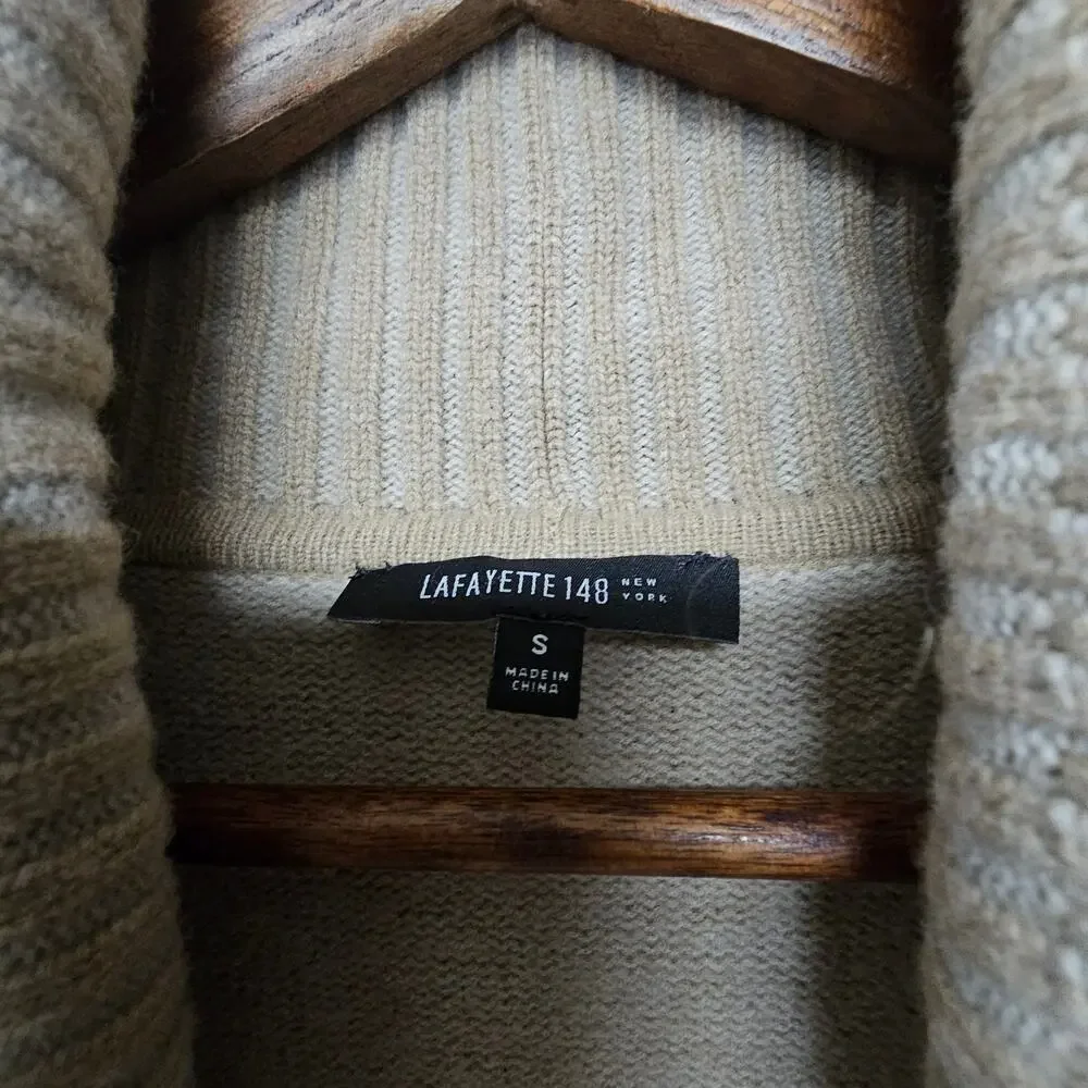 LaFayette 148 Tan Wool Lagenlook‎ Oversized Cardigan Size Small Layering Cozy